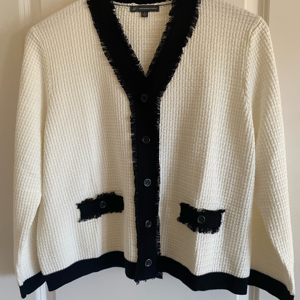 Adrianna Papell Black and Ivory Sweater
